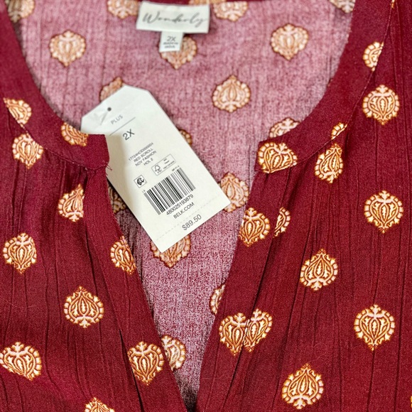 Wonderly Burgundy Patterned Long Sleeve Dress - Picture 6 of 9